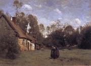 Jean Baptiste Camille  Corot Farmhouse in Normandy oil painting